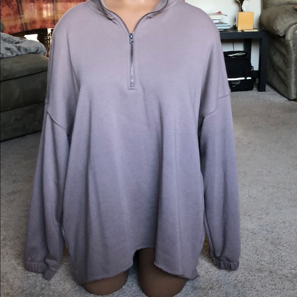 Aerie mauve oversized quarter zip
